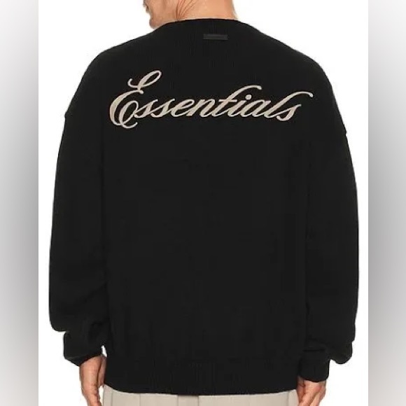 NWT Fear of God Essentials Waffle Crewneck Sweater Vintage Black - Small